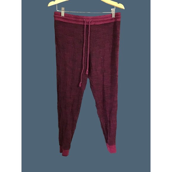 FELINA WOMENS BURGUNDY ELASTIC WAIST TAPPER LEG PAJAMA BOTTOM PANTS SIZE MEDIUM - Picture 1 of 5